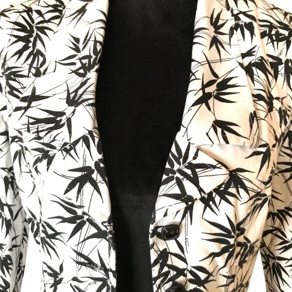 Joseph Ribkoff Vintage Blazer: 80s Button-Down Jacket, Black White Fern, Size 8 - Picture 6 of 9